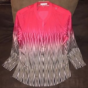 Calvin Klein Red Long Sleeve Ombre Button Down